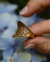 CONVEX FLOWER OF LIFE RING - BRASS