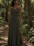 ROBE TRIBALE BRODÉE À LA MAIN - VERTE