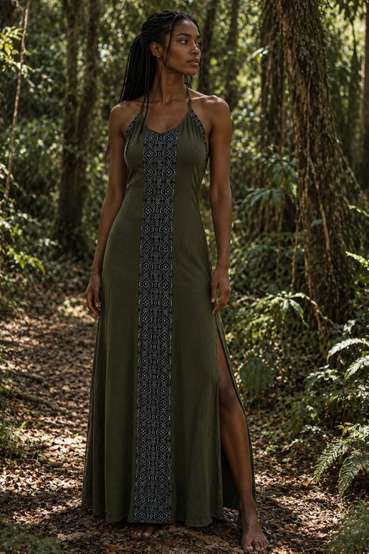 HAND-EMBROIDERED TRIBAL DRESS - GREEN