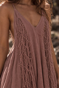 ROBE TRIBALE BRODÉE À LA MAIN - NATUREL