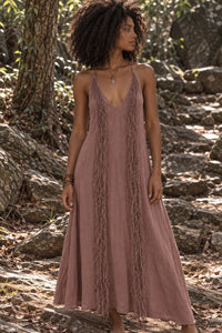 ROBE TRIBALE BRODÉE À LA MAIN - NATUREL