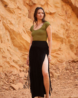 WILLOW MACRAME SKIRT - BLACK