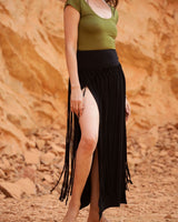 WILLOW MACRAME SKIRT - BLACK