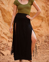 WILLOW MACRAME SKIRT - BLACK