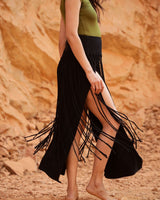 WILLOW MACRAME SKIRT - BLACK