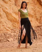 WILLOW MACRAME SKIRT - BLACK
