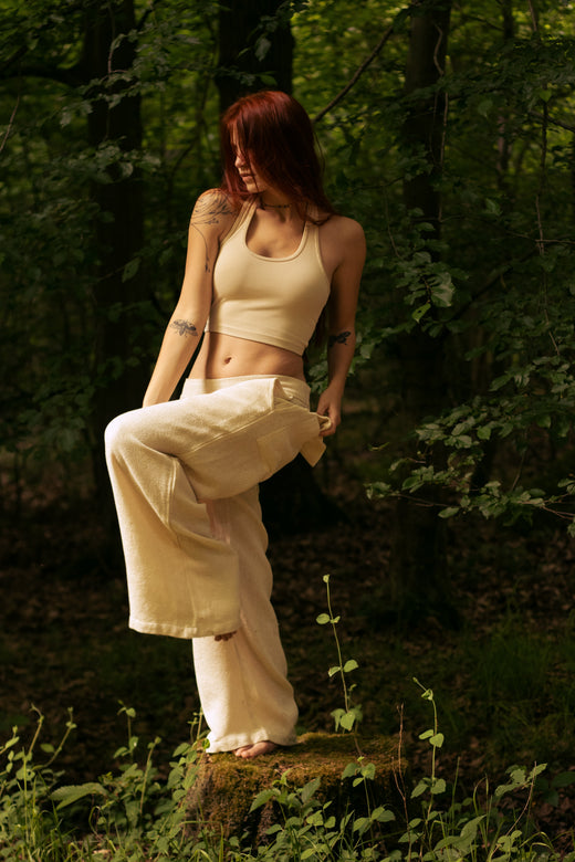 PANTALON PATTE D'ÉLÉPHANT LUMINEUX - CRÈME