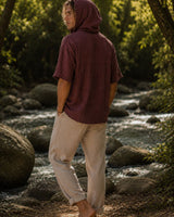 ECLIPSE HOODED TOP - MAROON BROWN
