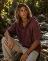 ECLIPSE HOODED TOP - MAROON BROWN