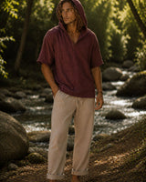ECLIPSE HOODED TOP - MAROON BROWN