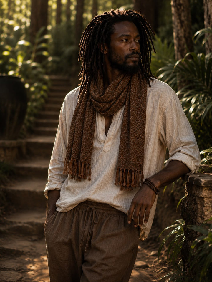 ALPACA SCARF - MAN - BROWN