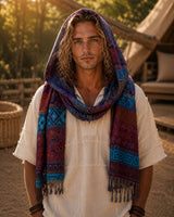 MOSAIC WOOL HOODED SCARF - MAN - MULTICOLOUR