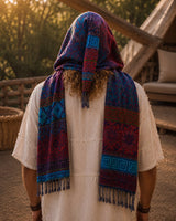 MOSAIC WOOL HOODED SCARF - MAN - MULTICOLOUR