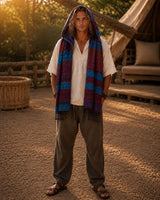 MOSAIC WOOL HOODED SCARF - MAN - MULTICOLOUR