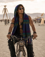MOSAIC WOOL HOODED SCARF - MAN - MULTICOLOUR