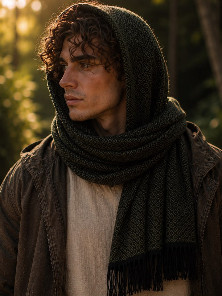 ALPACA SCARF - MAN - GREEN