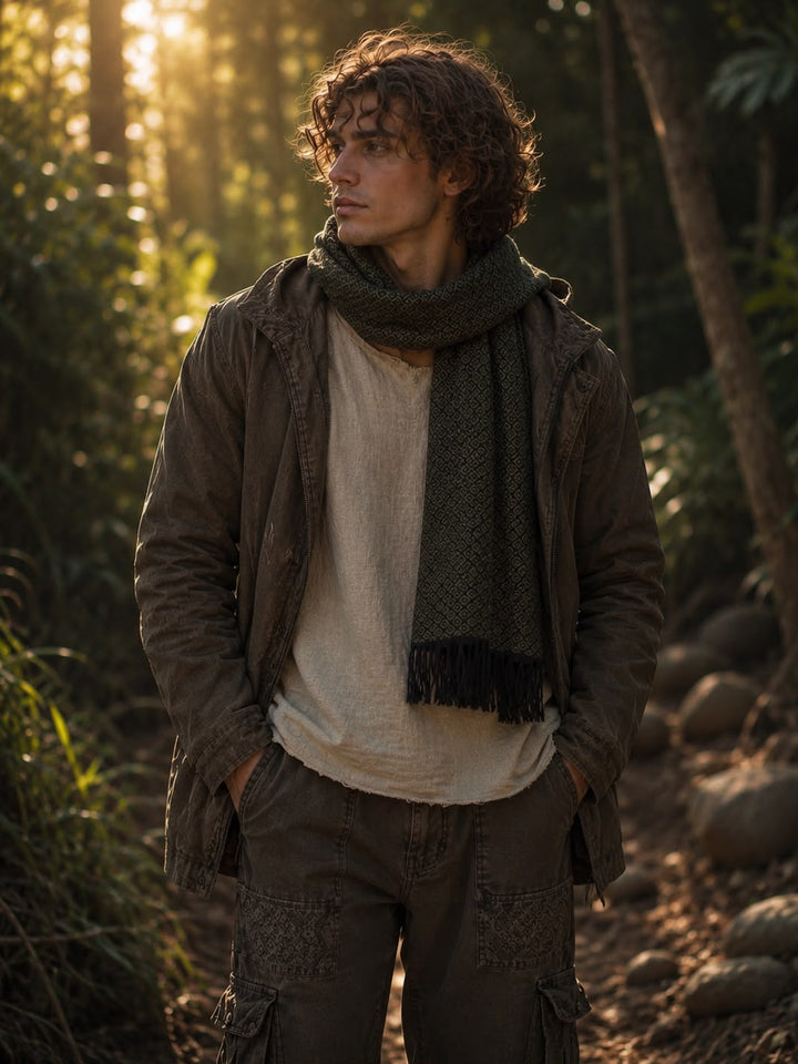 ALPACA SCARF - MAN - GREEN