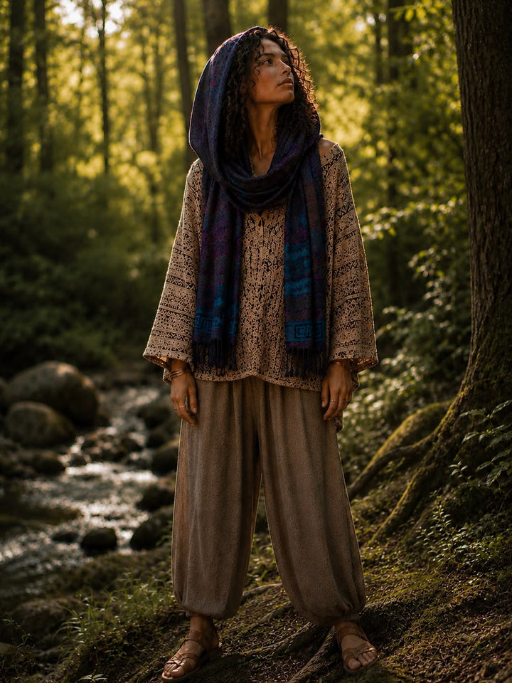 MOSAIC WOOL HOODED SCARF - MULTICOLOUR