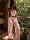 LUNA SATIN LOUNGE PANTS - BLUSH