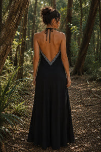 HAND-EMBROIDERED TRIBAL DRESS - BLACK