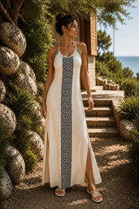 HAND-EMBROIDERED TRIBAL DRESS - NATURAL