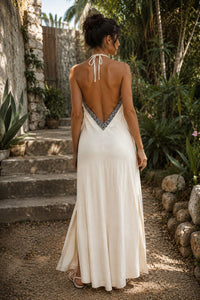 HAND-EMBROIDERED TRIBAL DRESS - NATURAL