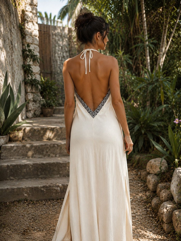 HAND-EMBROIDERED TRIBAL DRESS - NATURAL