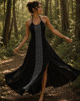 HAND-EMBROIDERED TRIBAL DRESS - BLACK