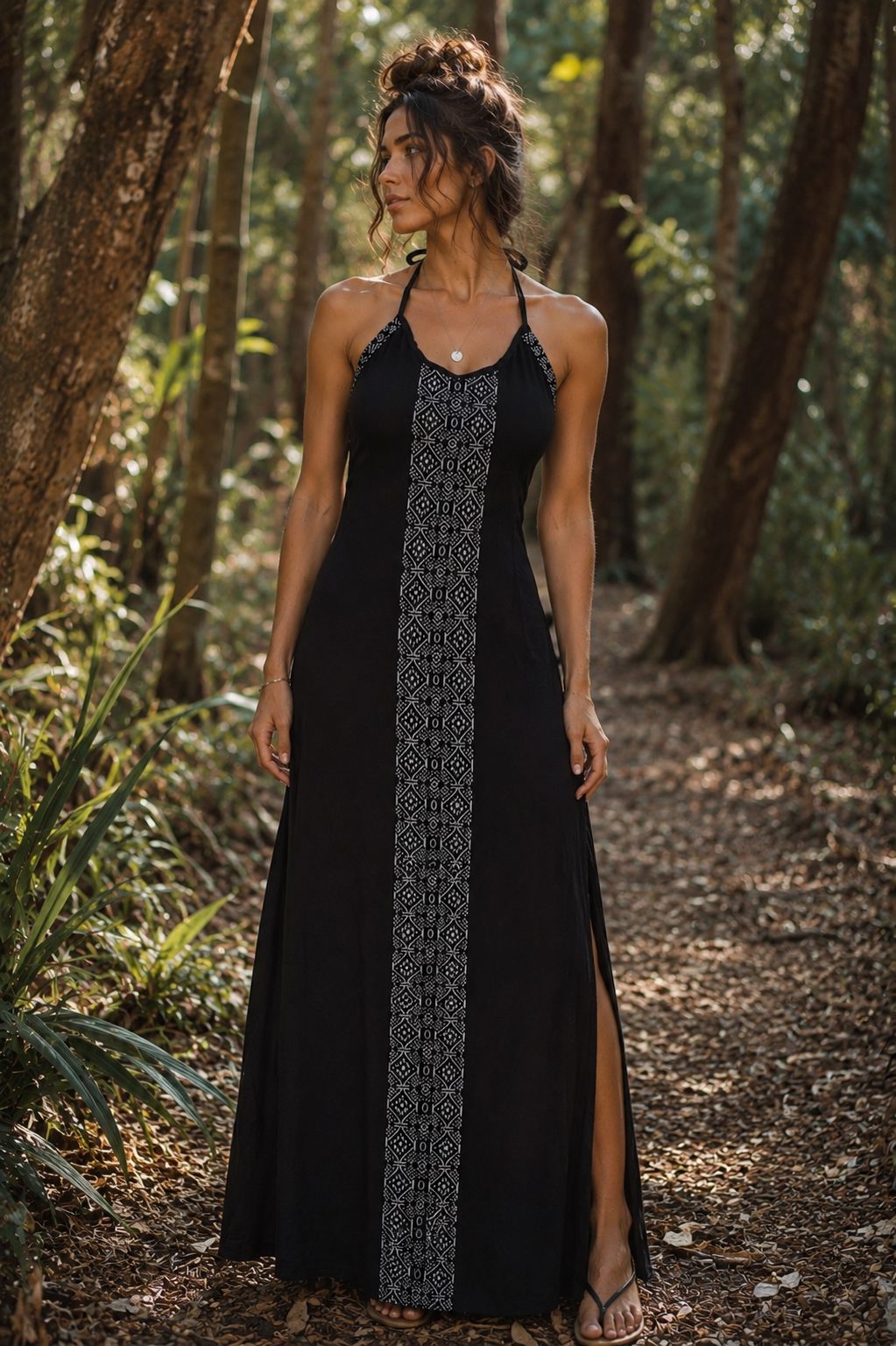 HAND-EMBROIDERED TRIBAL DRESS - BLACK
