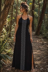 HAND-EMBROIDERED TRIBAL DRESS - BLACK