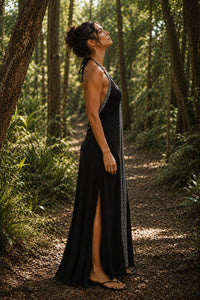 HAND-EMBROIDERED TRIBAL DRESS - BLACK
