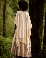 TRIBAL FRAYED KIMONO - CREAM