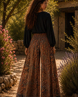 MIDNIGHT MAHARANI SILK PALAZZO PANTS