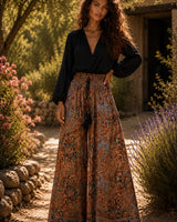 MIDNIGHT MAHARANI SILK PALAZZO PANTS