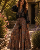 MIDNIGHT MAHARANI SILK PALAZZO PANTS