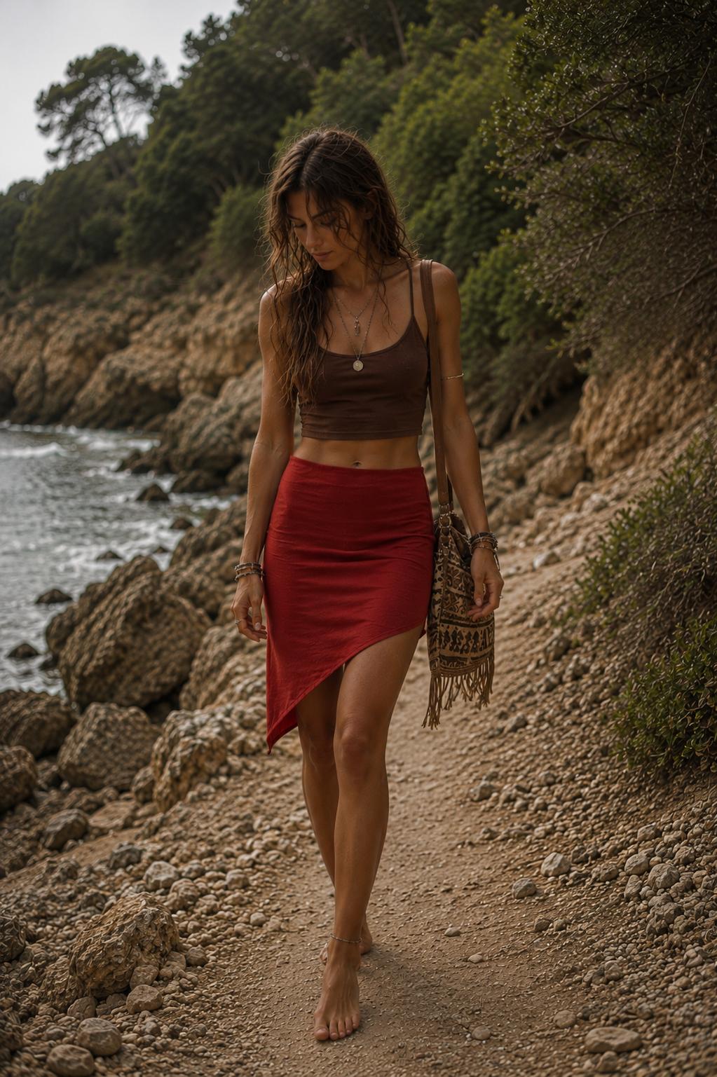 BAMBOO SOLSTICE SKIRT - TERRACOTTA