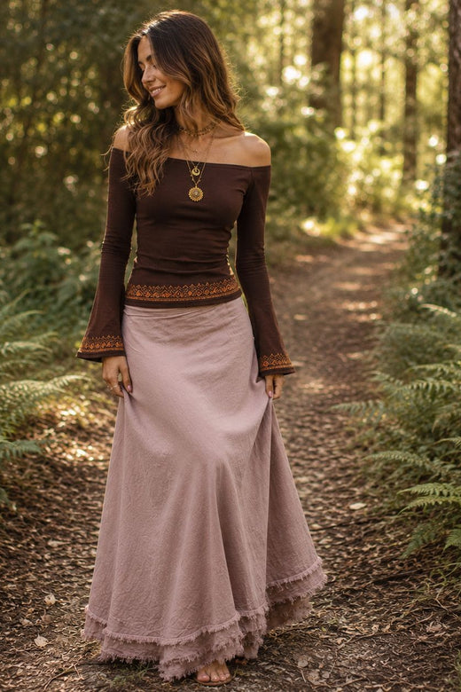 NUVIA TOP - بني كستنائي