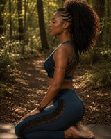 HAND WOVEN PATCHWORK ART YOGA BRA - BLUE