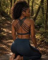 HAND WOVEN PATCHWORK ART YOGA BRA - BLUE