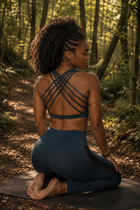 SOUTIEN-GORGE DE YOGA ARTISANAL EN PATCHWORK TISSÉ À LA MAIN - BLEU