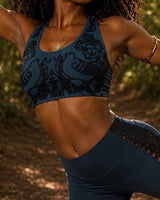 HAND WOVEN PATCHWORK ART YOGA BRA - BLUE