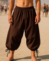 ERIKO COTTON YOGA PANTS - MAN - BROWN