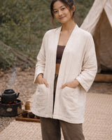 NATURAL FLARE OPEN JACKET - CREAM