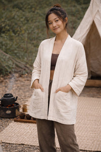 VESTE OUVERTE ÉVASÉE EN CRÈME