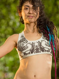 HAND WOVEN PATCHWORK ART YOGA BRA - WHITE
