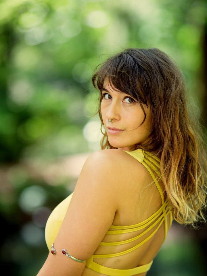 BAMBOO BRA - Om Print Yellow