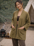 NATURAL FLARE OPEN JACKET - KHAKI
