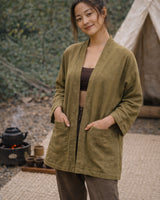 NATURAL FLARE OPEN JACKET - KHAKI