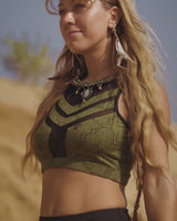 SHIPIBO PANEL CROPPED TOP - GREEN