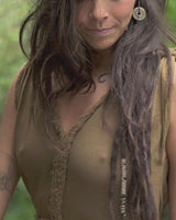 RAW BOHEMIAN FRAYED DRESS - KHAKI